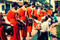 morning alms giving luang prabang