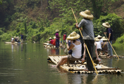 bamboo raft on mekong